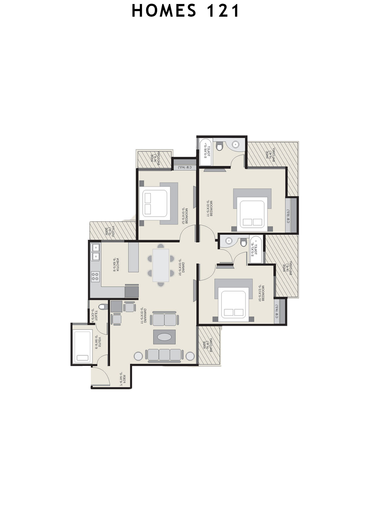 Homes 121 Tower P Unit 1 Floor Plan