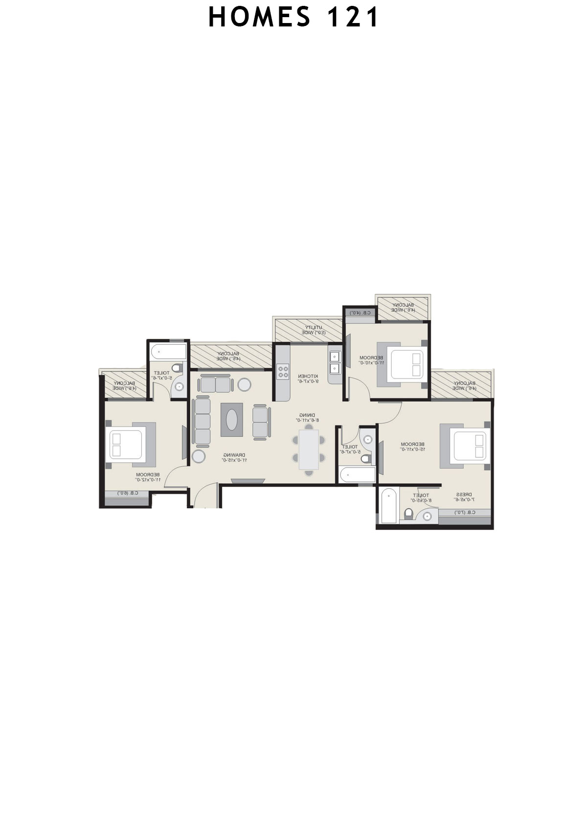 Homes 121 Tower P Unit 2 Floor Plan