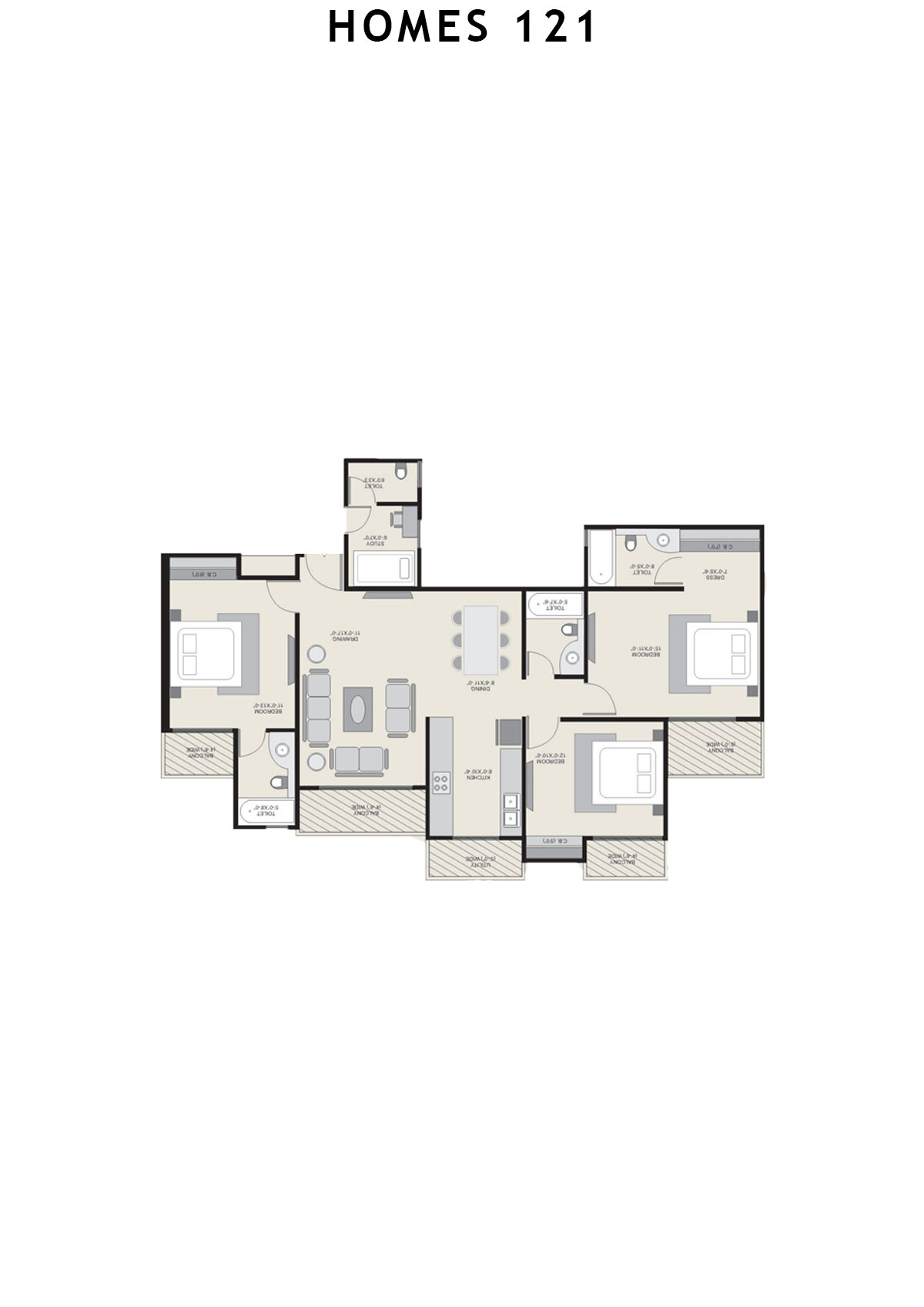 Homes 121 Tower P Unit 3 Floor Plan