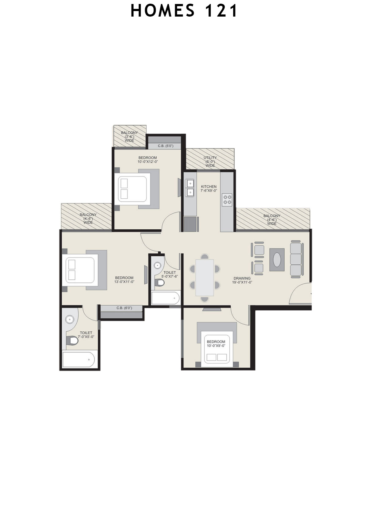 Homes 121 Tower T Unit 1 Floor Plan