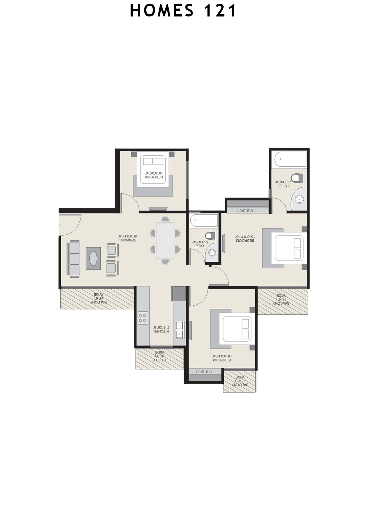 Homes 121 Tower T Unit 3 Floor Plan