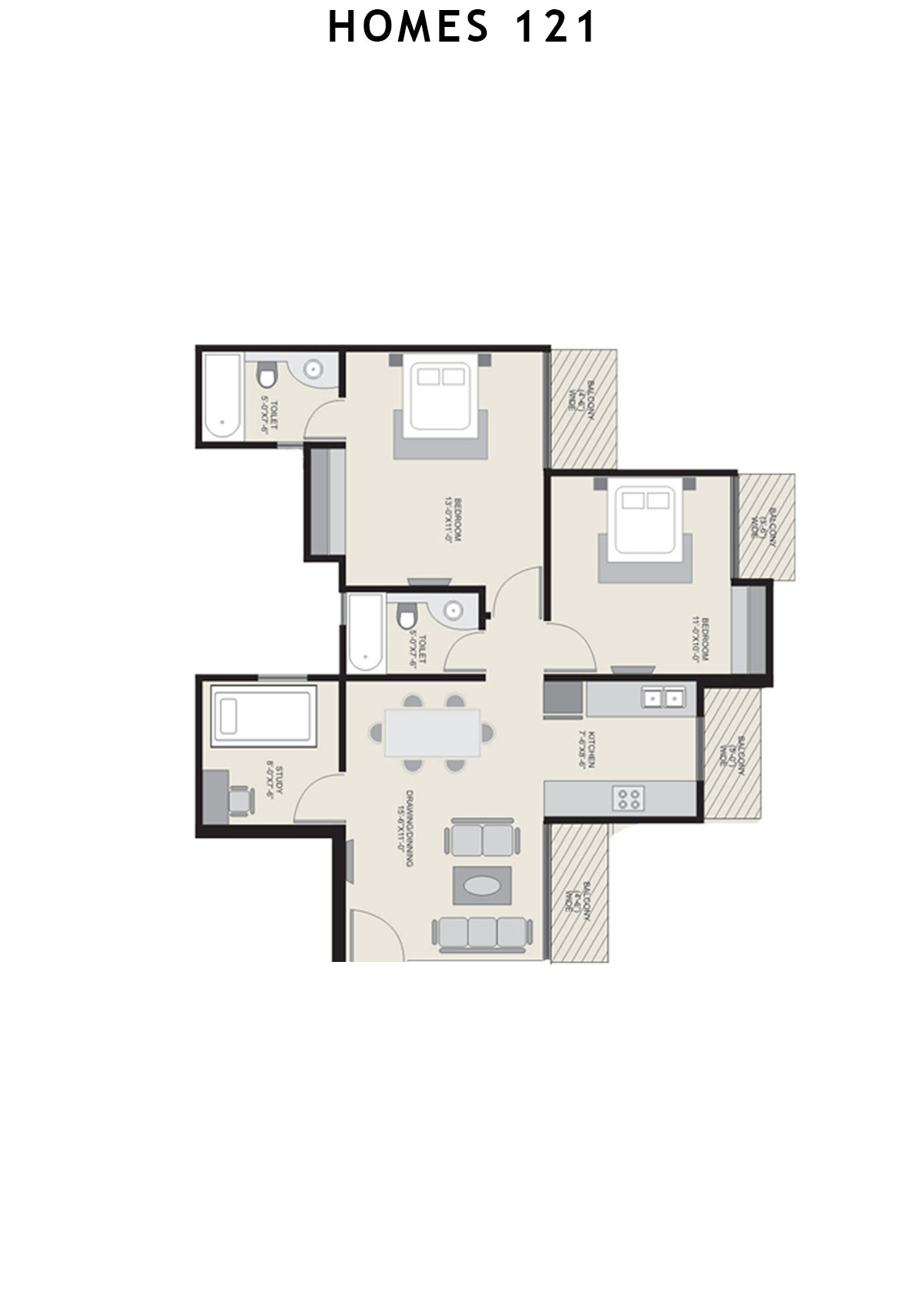 Homes 121 Tower A Unit 1 Floor Plan
