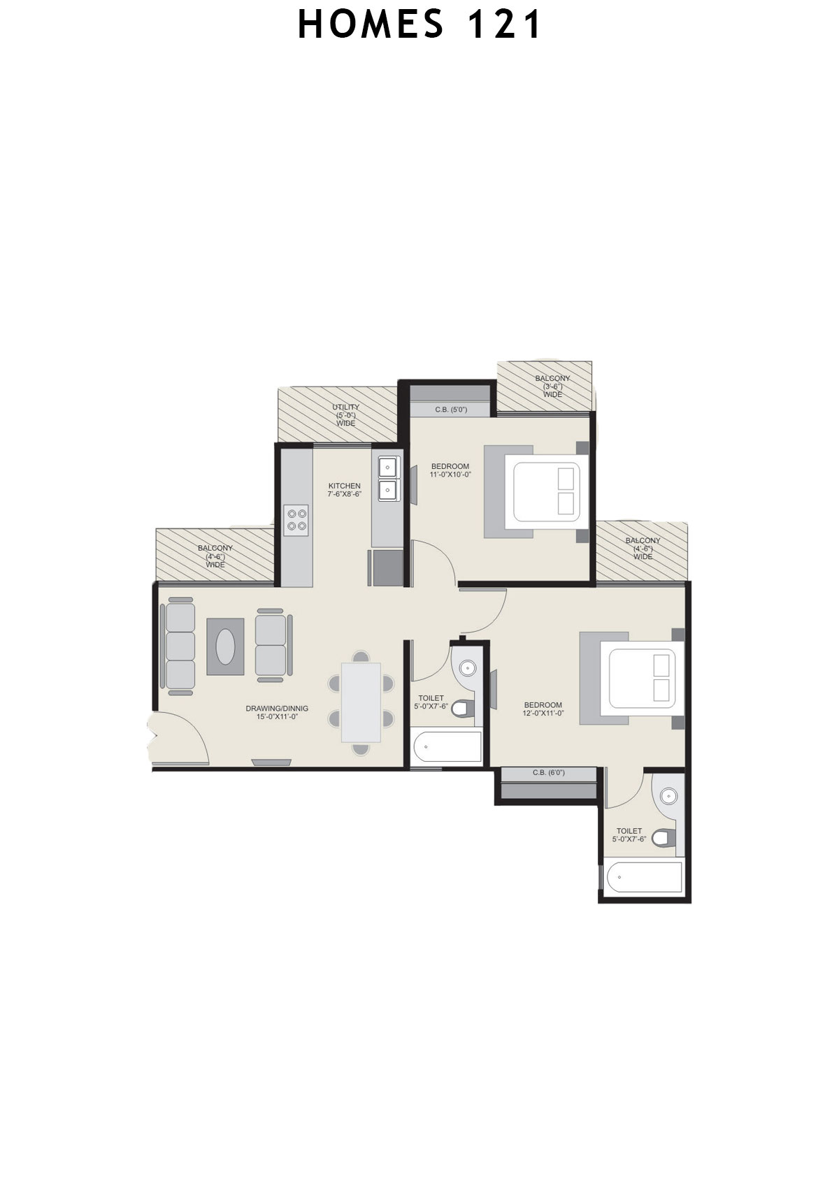 Homes 121 Tower A Unit 2 Floor Plan