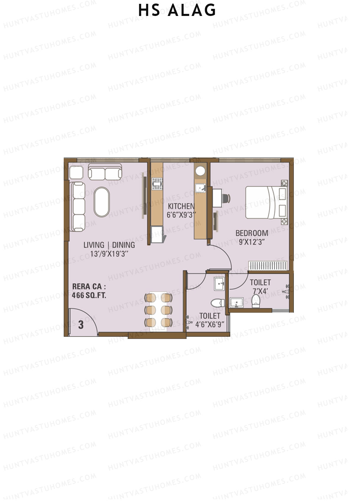 HS Alag Tower A Unit 3 Floor Plan