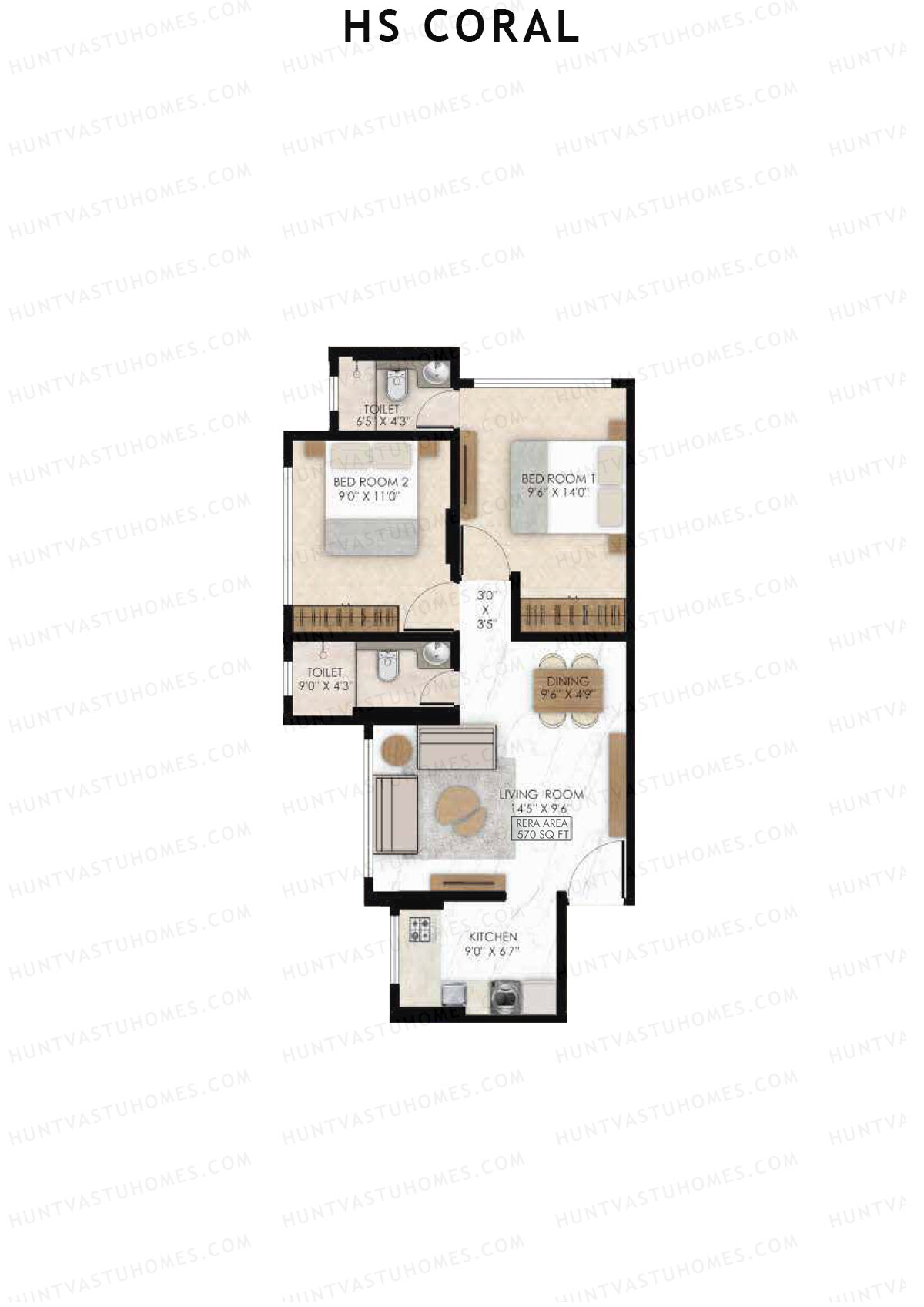 HS Coral Tower 1 Unit 2 Floor Plan