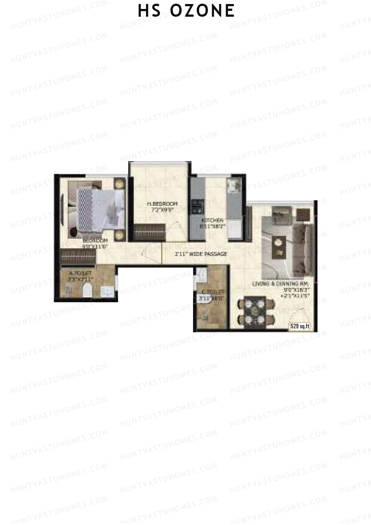 HS Ozone Tower A Unit 1 Floor Plan