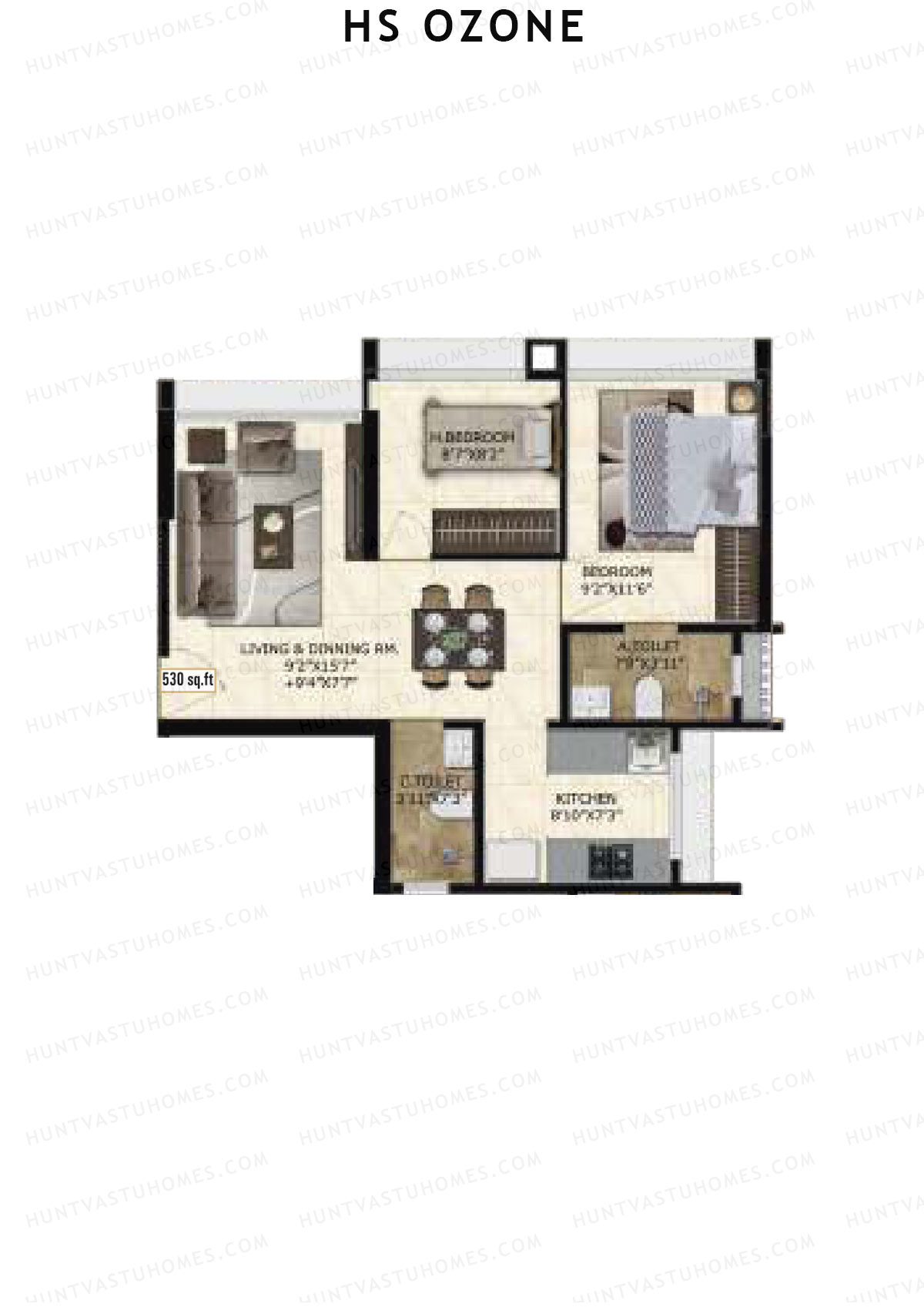 HS Ozone Tower A Unit 3 Floor Plan