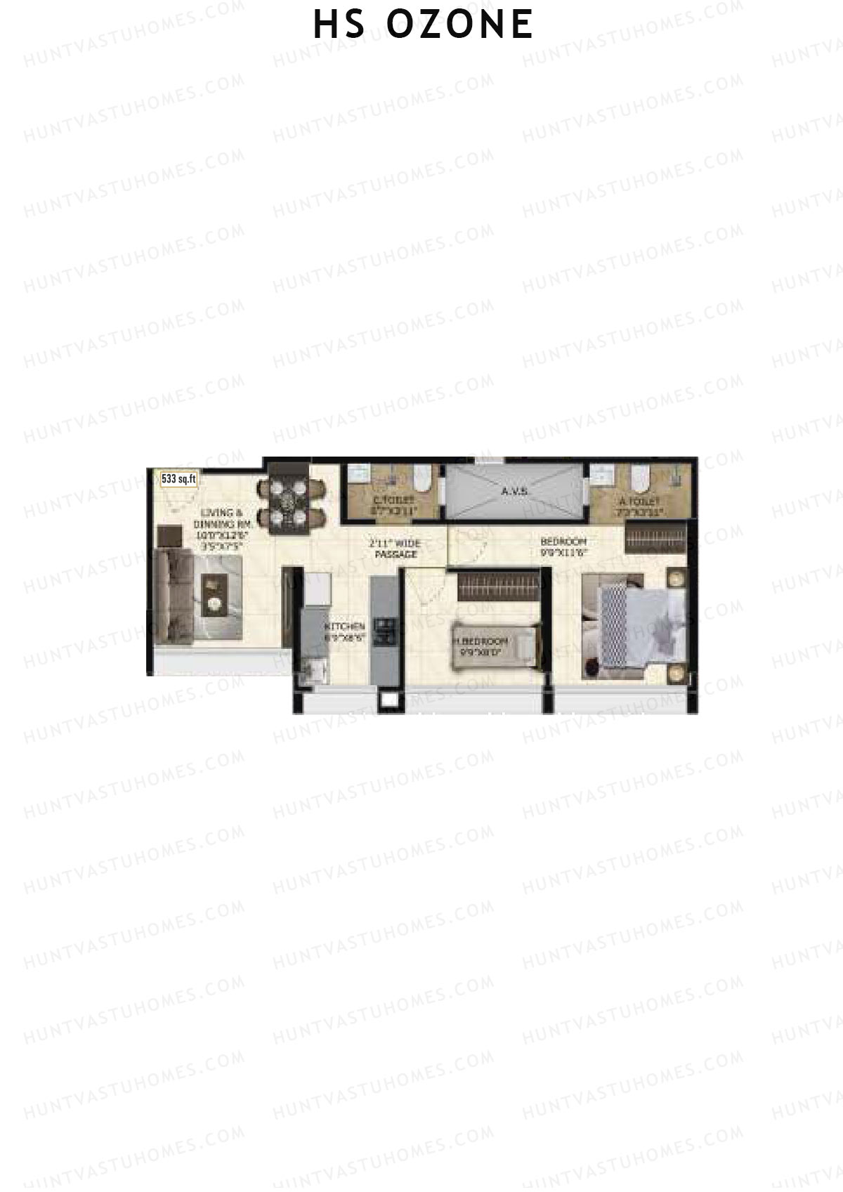 HS Ozone Tower A Unit 4 Floor Plan