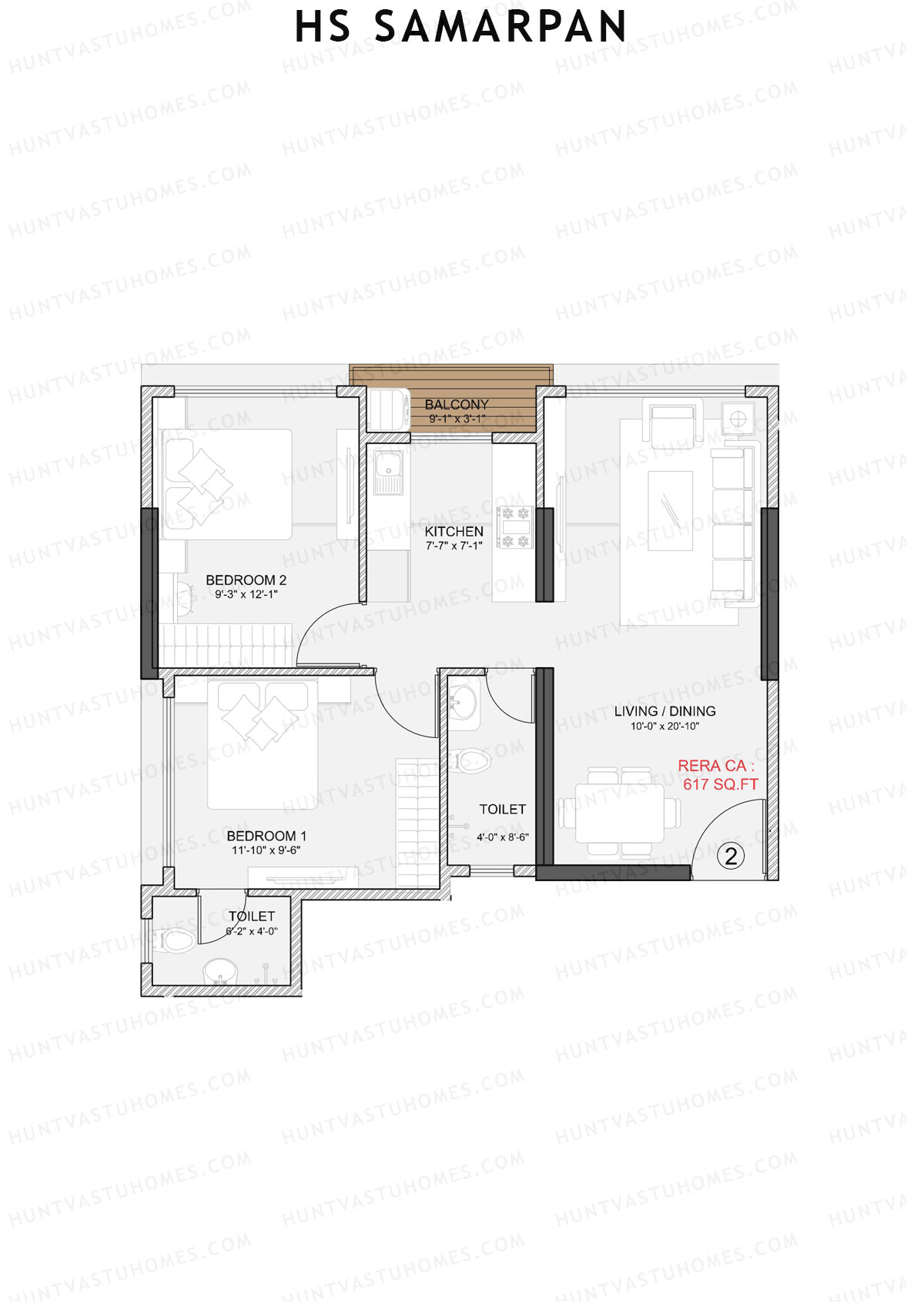 HS Samarpan Tower 1 Unit 2 Floor Plan
