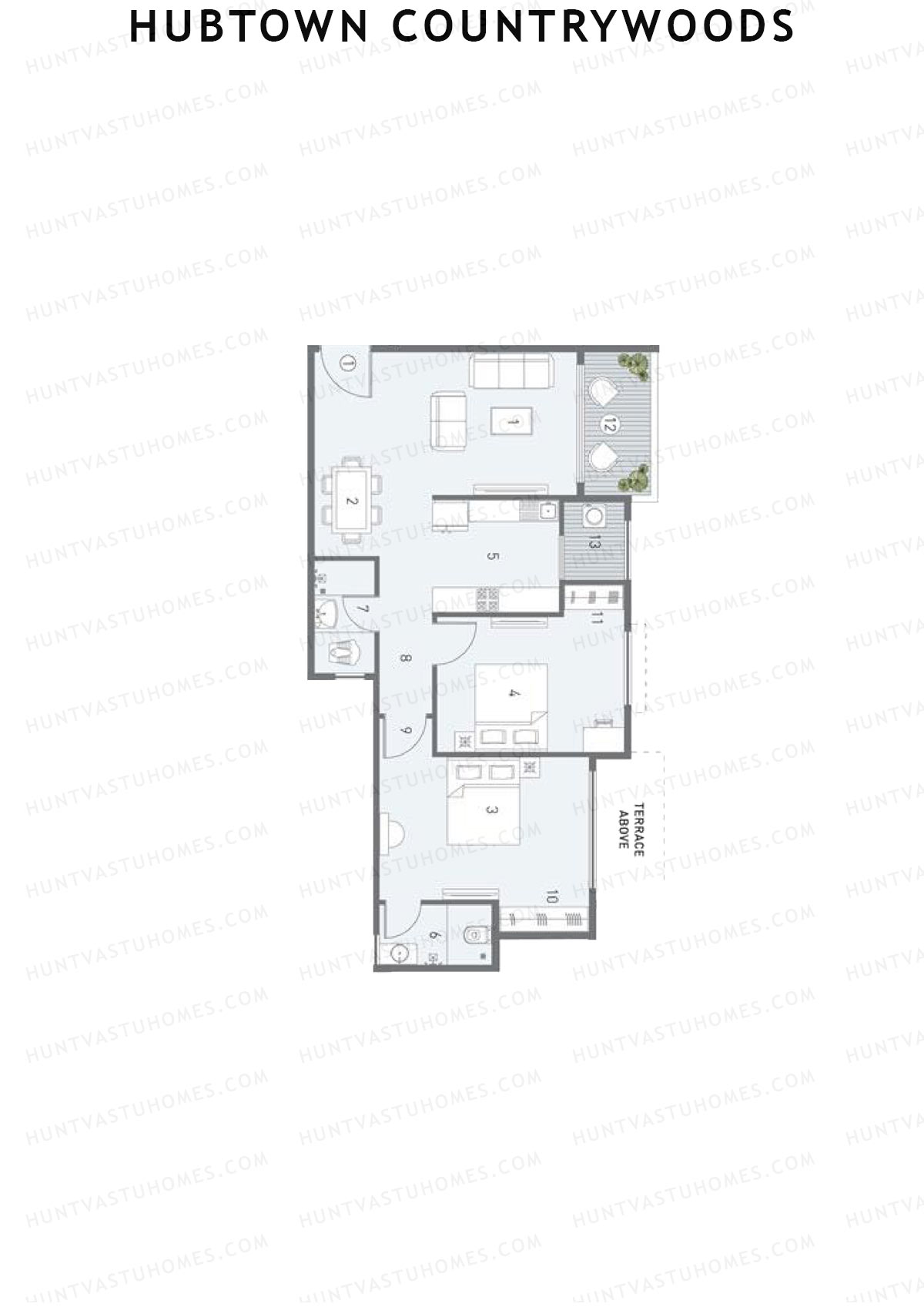 Hubtown Countrywoods Wing R Unit 1 Floor Plan