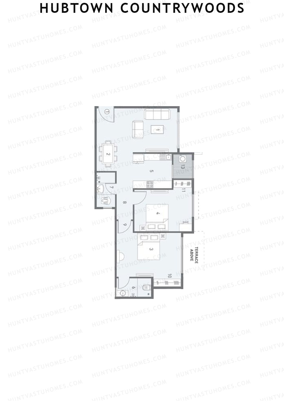 Hubtown Countrywoods Wing R Unit 1 Floor Plan