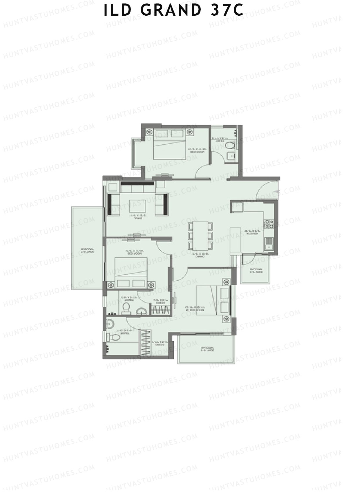 ILD Grand 37C Tower A1 Unit B Floor Plan