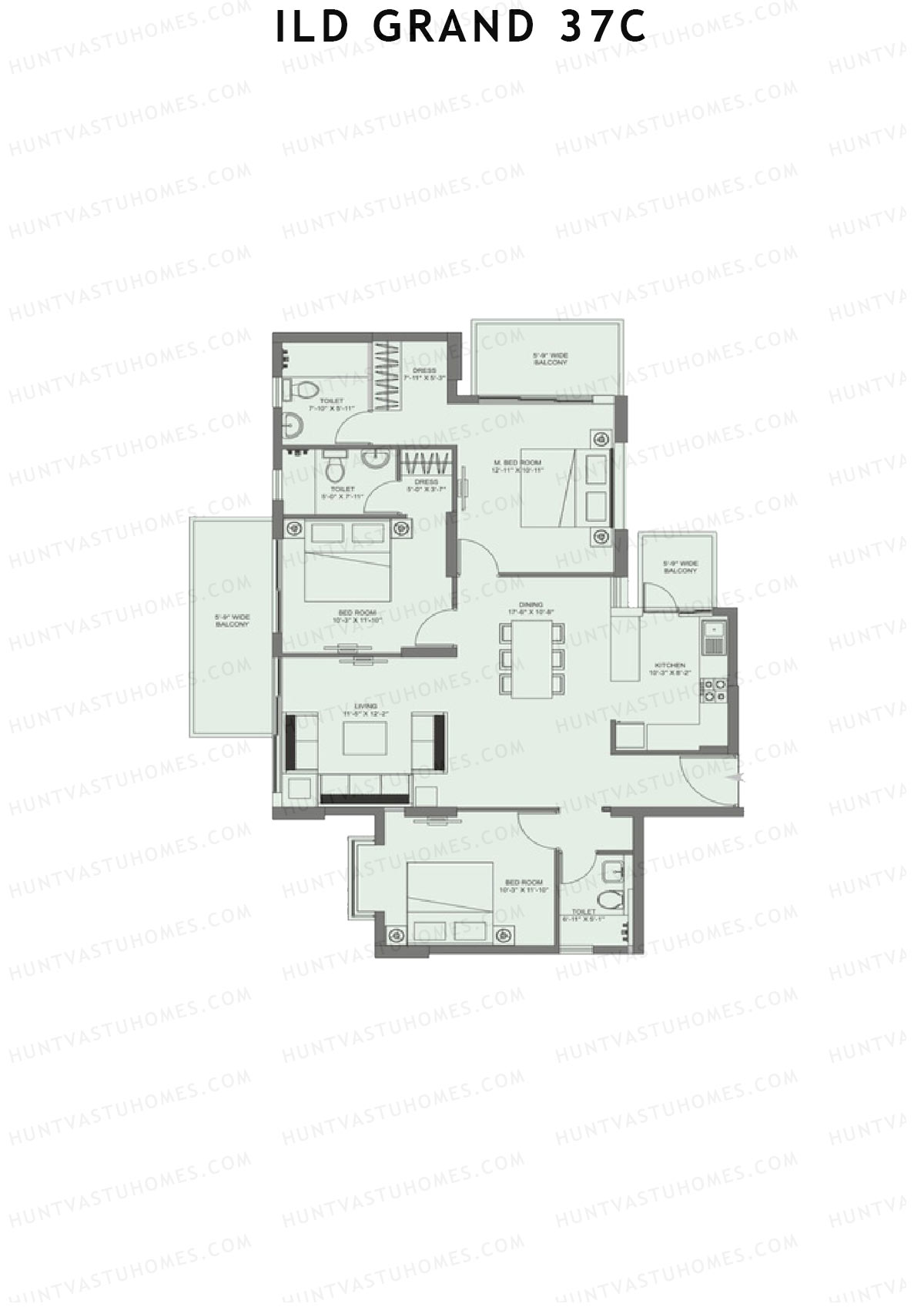 ILD Grand 37C Tower A2 Unit A Floor Plan