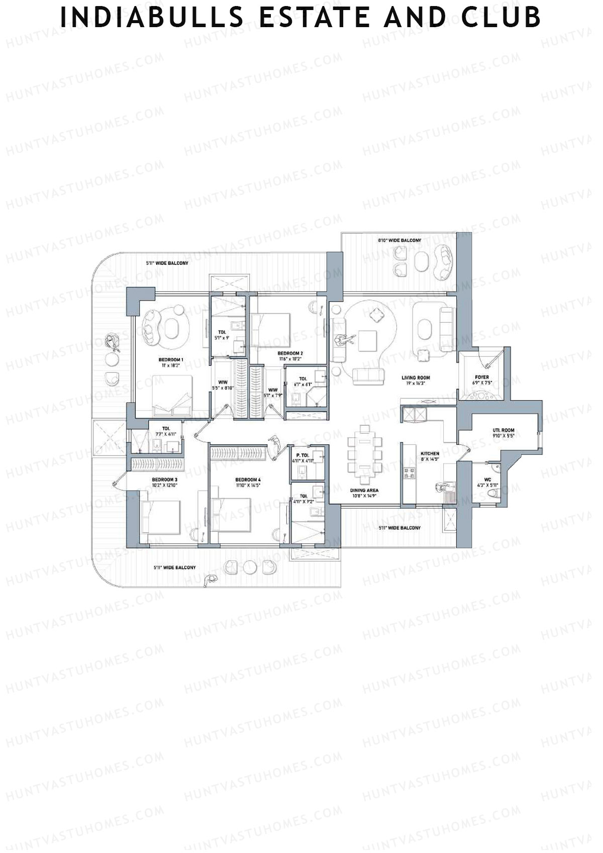 Indiabulls Estate and Club Tower 1 Unit 1 Floor Plan