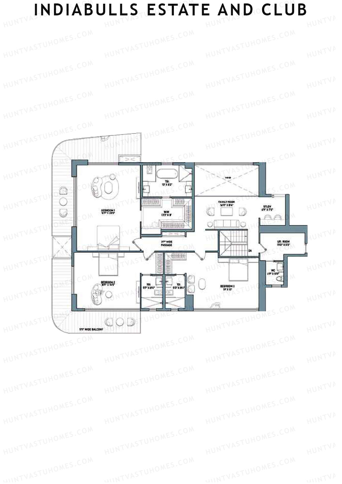 Indiabulls Estate and Club Tower 1 Unit 1 TYPE PH UP(Penthouse) Floor Plan