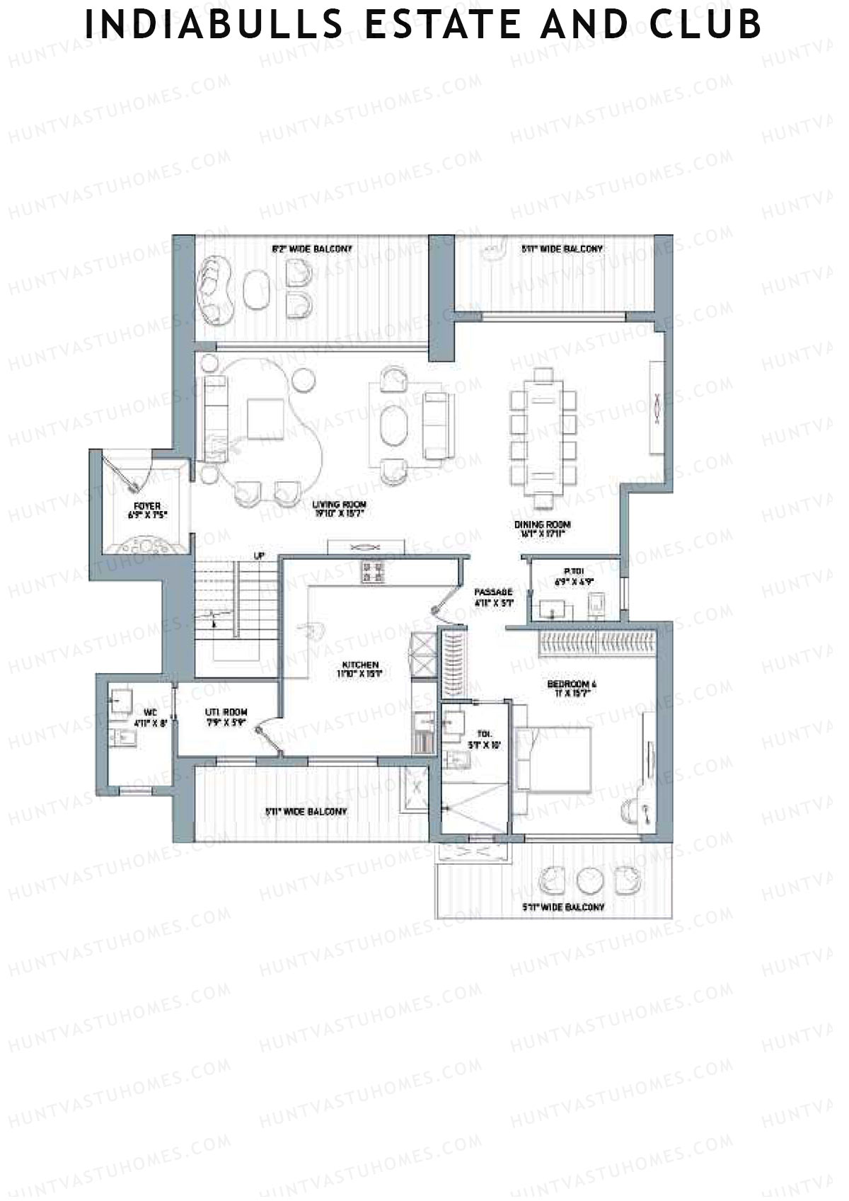 Indiabulls Estate and Club Tower 1 Unit 3 TYPE PH UP(Penthouse) Floor Plan