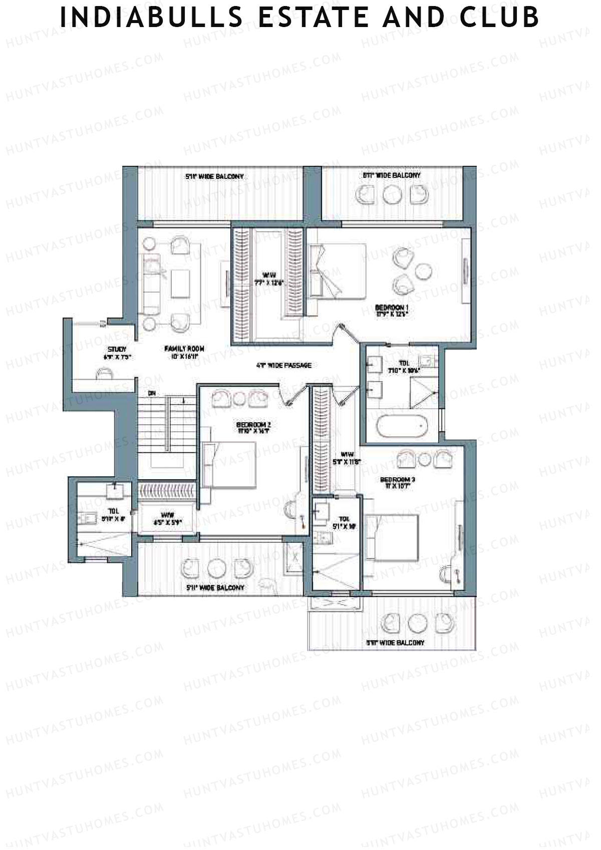 Indiabulls Estate and Club Tower 1 Unit 3 TYPE PH UP(Penthouse) Floor Plan