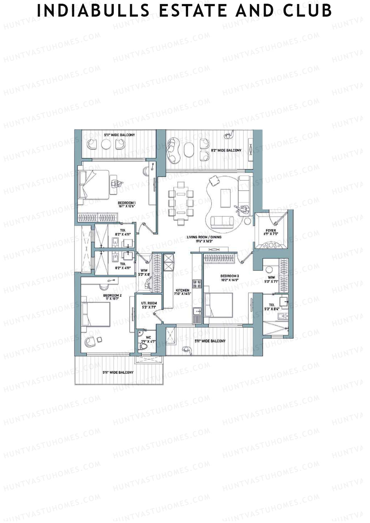 Indiabulls Estate and Club Tower 2 Unit 1 Floor Plan