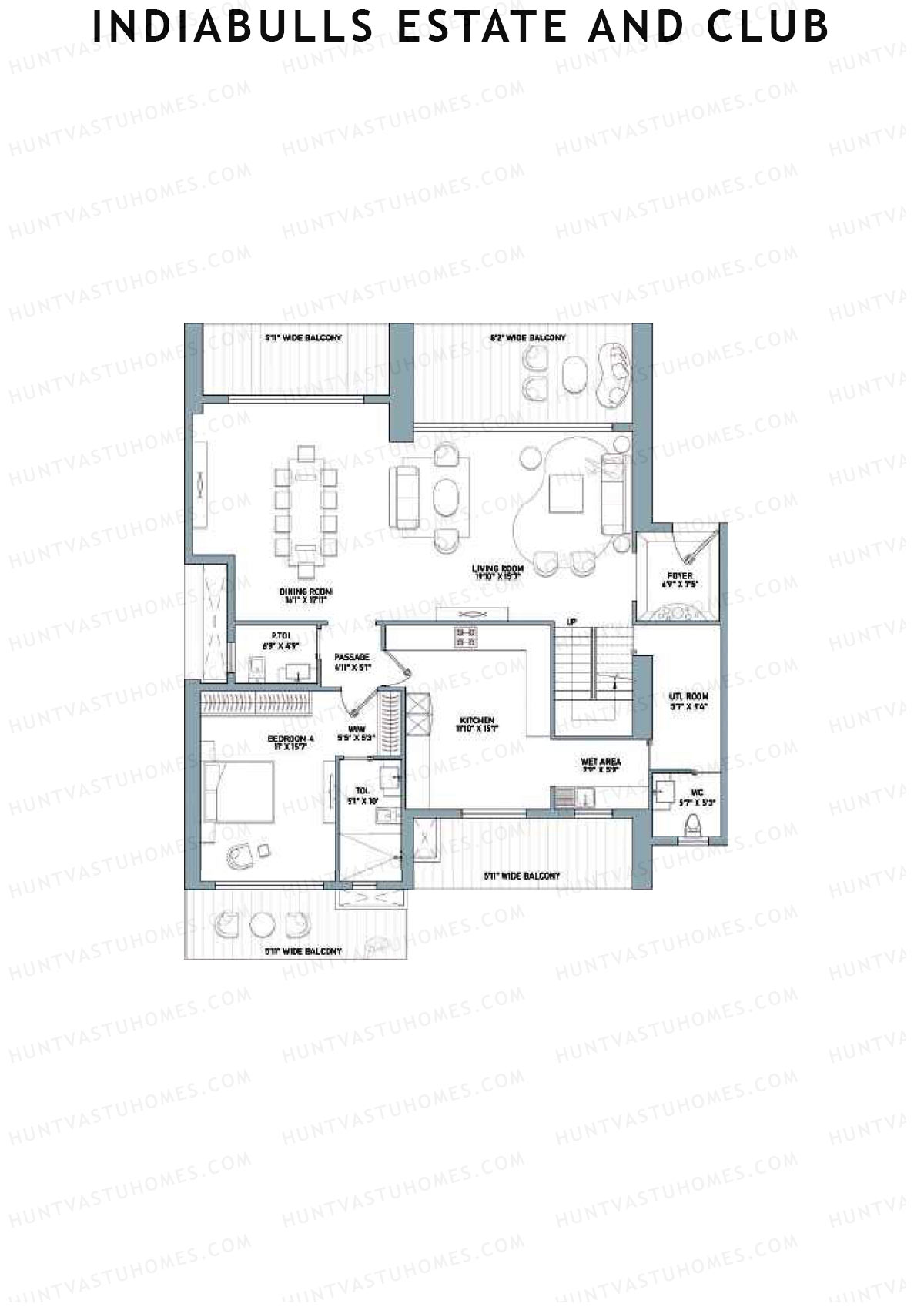 Indiabulls Estate and Club Tower 2 Unit 1 TYPE PH UP(Penthouse) Floor Plan