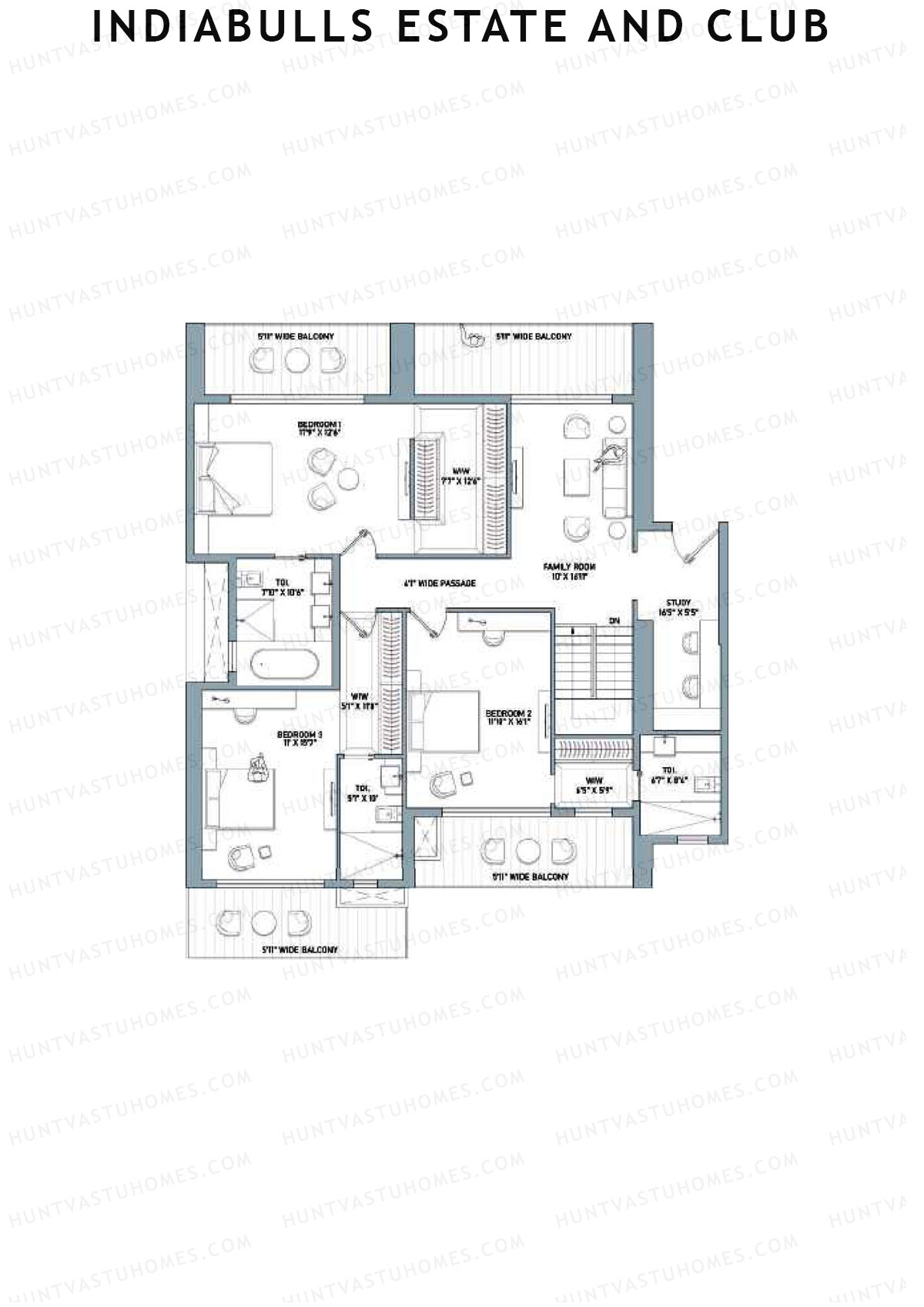 Indiabulls Estate and Club Tower 2 Unit 1 TYPE PH UP(Penthouse) Floor Plan