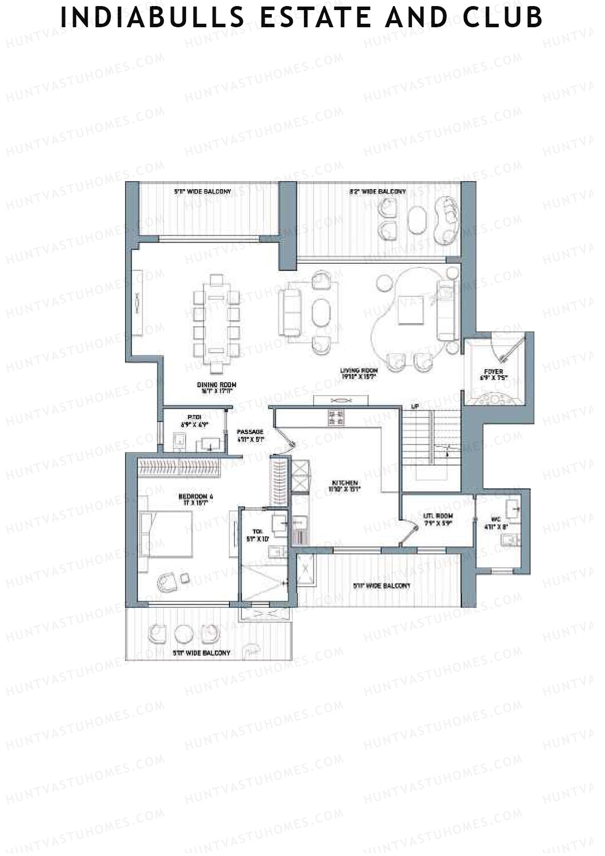 Indiabulls Estate and Club Tower 3 Unit 1 TYPE PH UP(Penthouse) Floor Plan