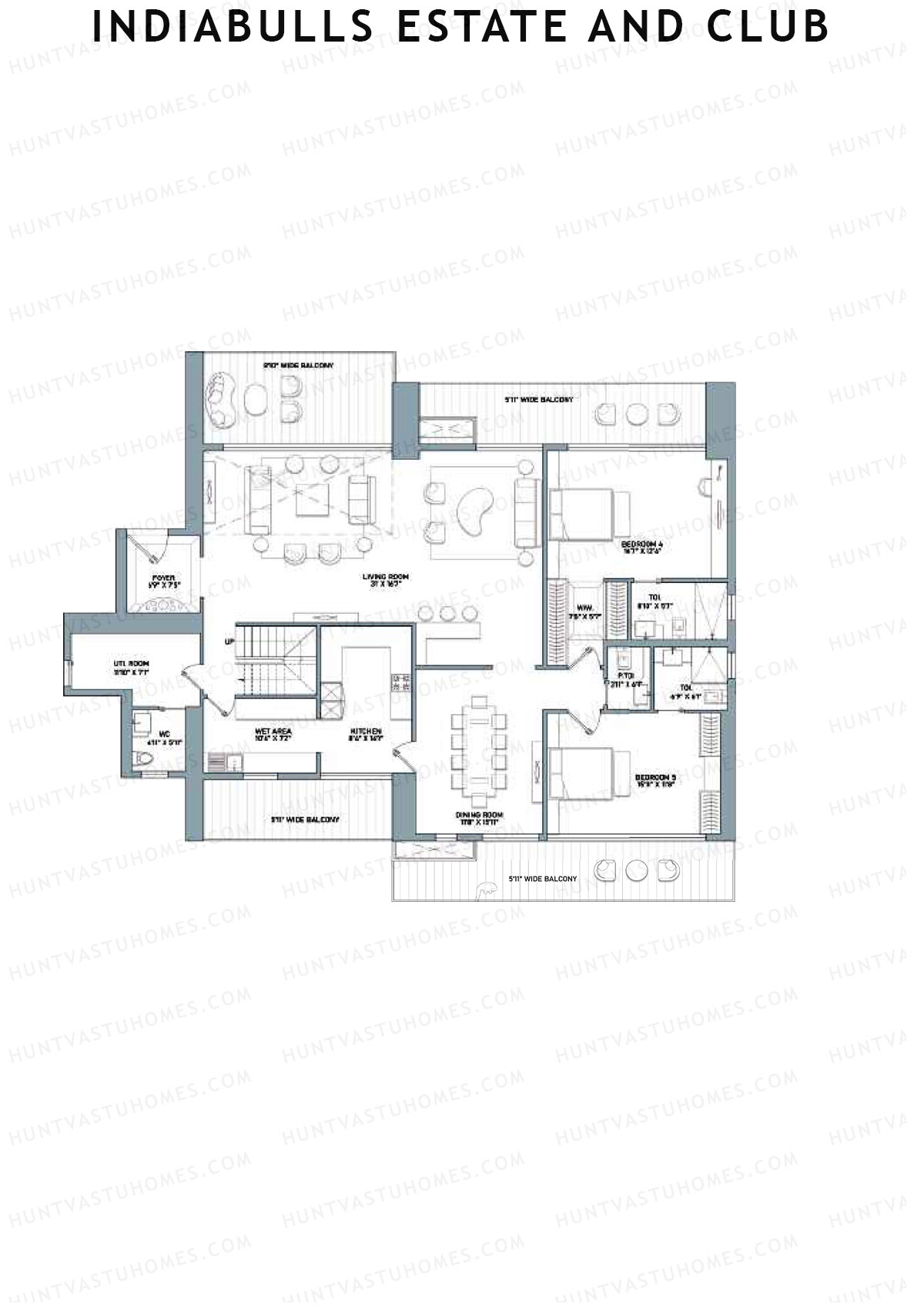 Indiabulls Estate and Club Tower 3 Unit 3 TYPE PH UP(Penthouse) Floor Plan
