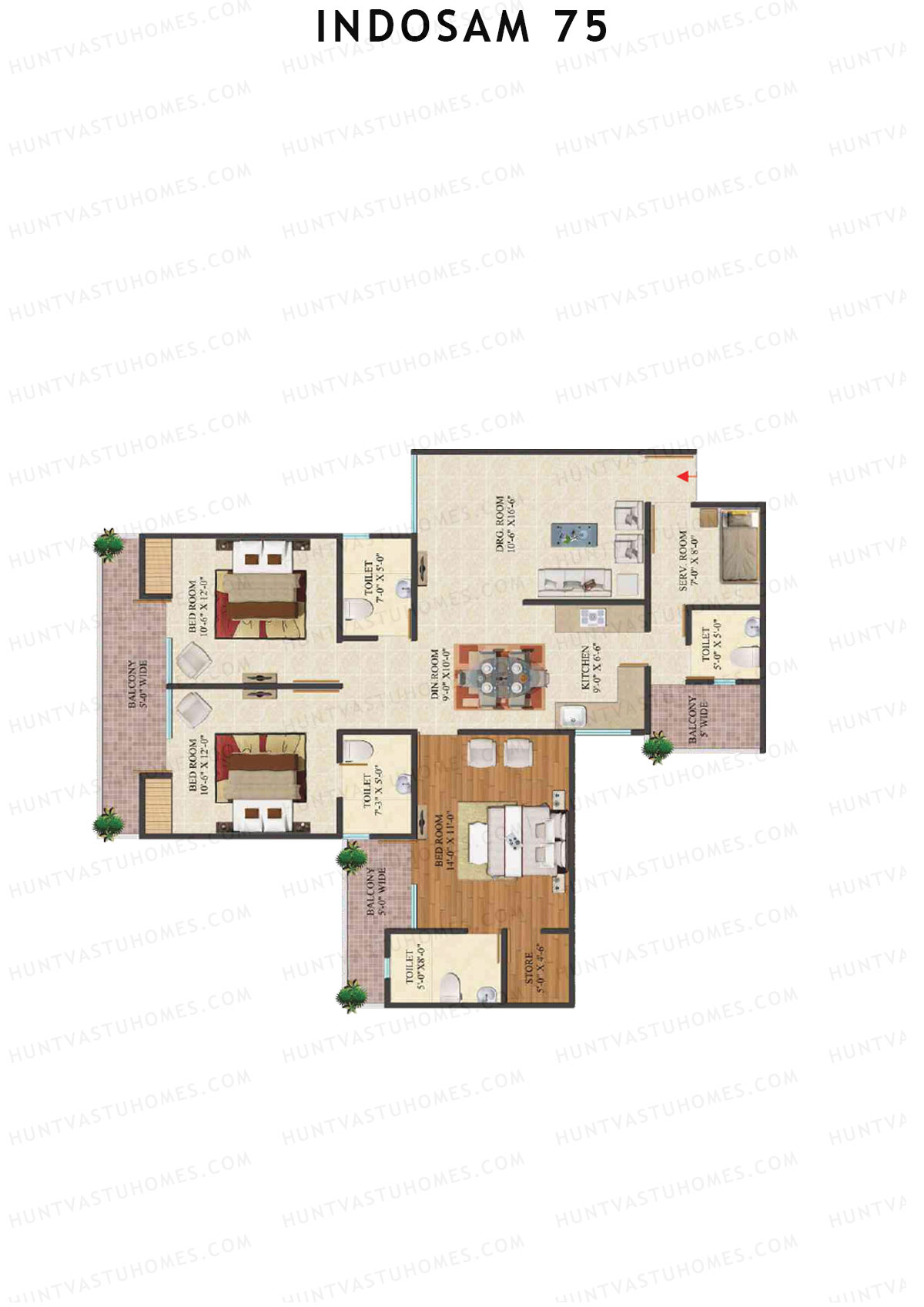 Indosam 75 Tower C Unit 4  Floor Plan