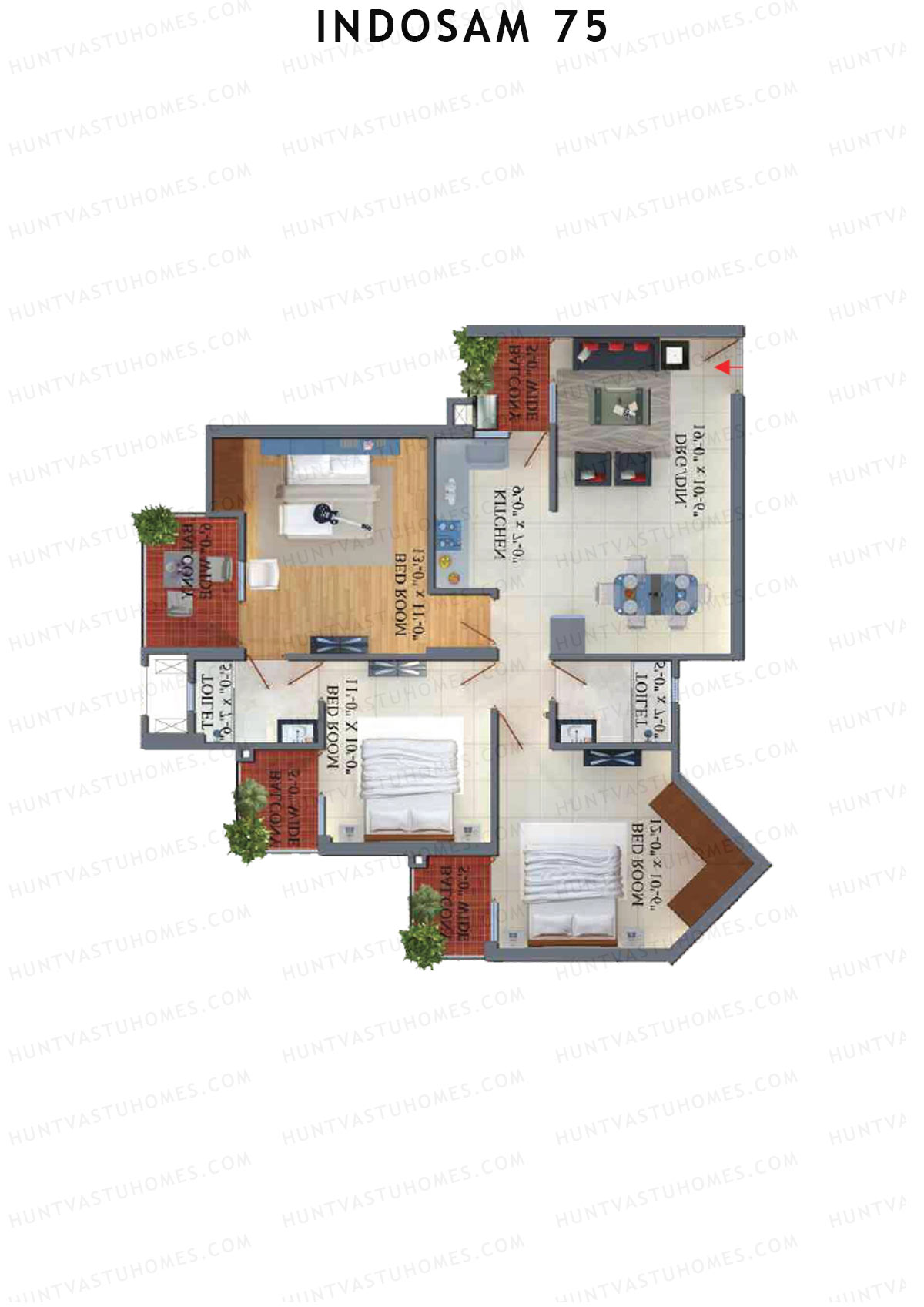 Indosam 75 Tower F Unit 2 Floor Plan