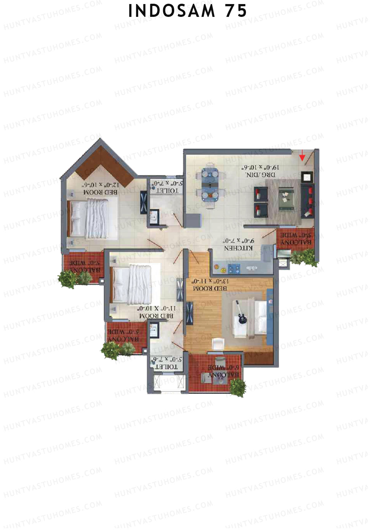 Indosam 75 Tower F Unit 3 Floor Plan