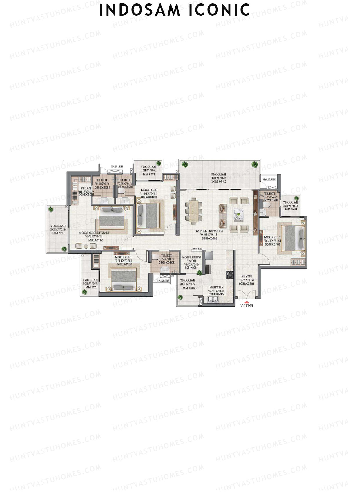 Indosam Iconic, Iconic, Unit 4 (Type 1), 4BHK, Super Area 2950   sq ft 