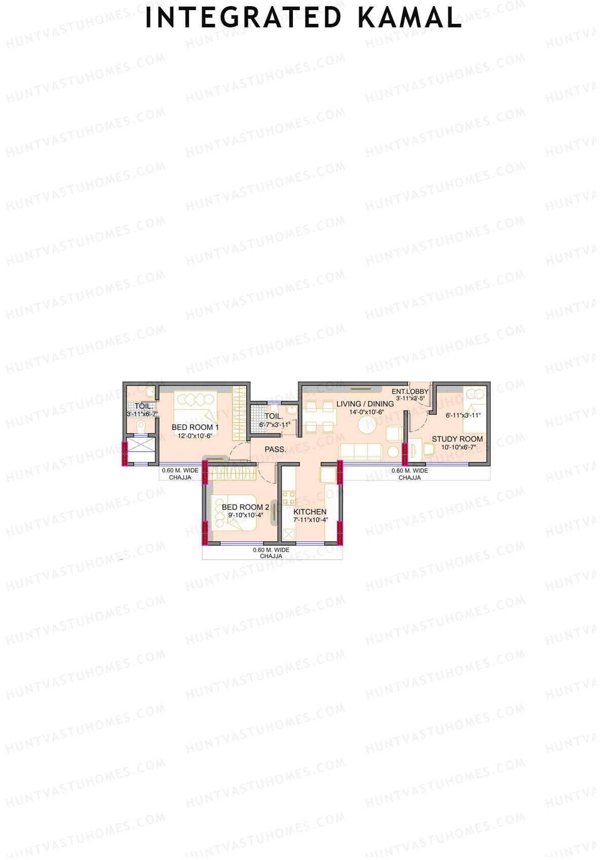 Integrated Kamal Wing B Unit 3 Floor Plan