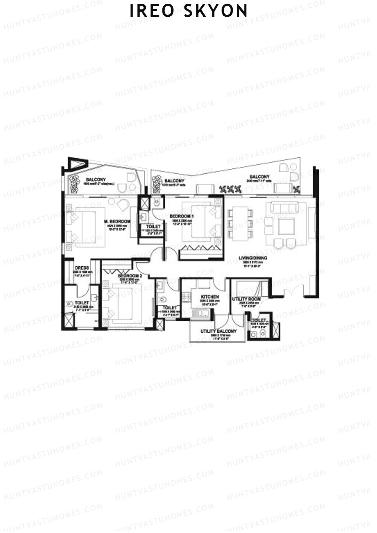 Ireo Skyon Block A Unit 1 (Type MR3) Floor Plan