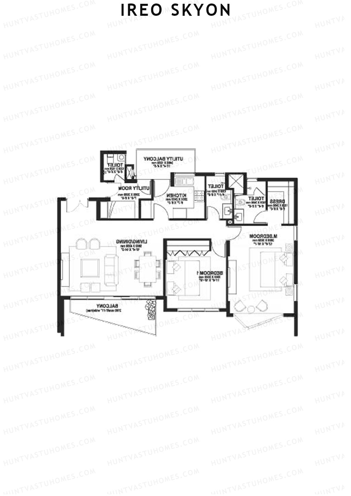 Ireo Skyon Block A Unit 3 (Type MR2) Floor Plan