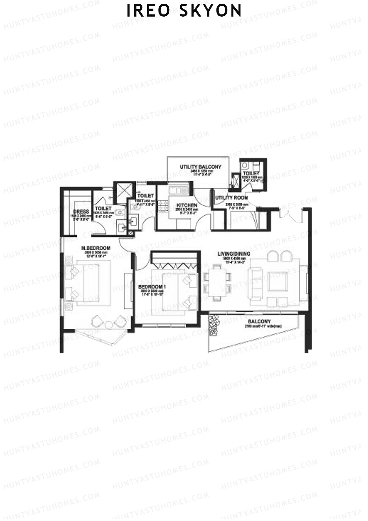 Ireo Skyon Block A Unit 8 (Type MR2) Floor Plan