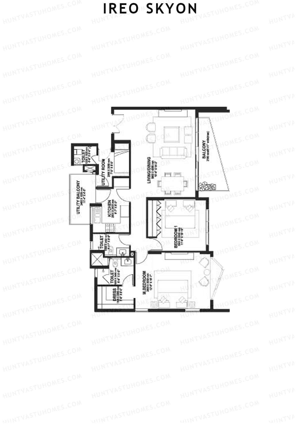 Ireo Skyon Block F Unit 8 (Type MR2) Floor Plan