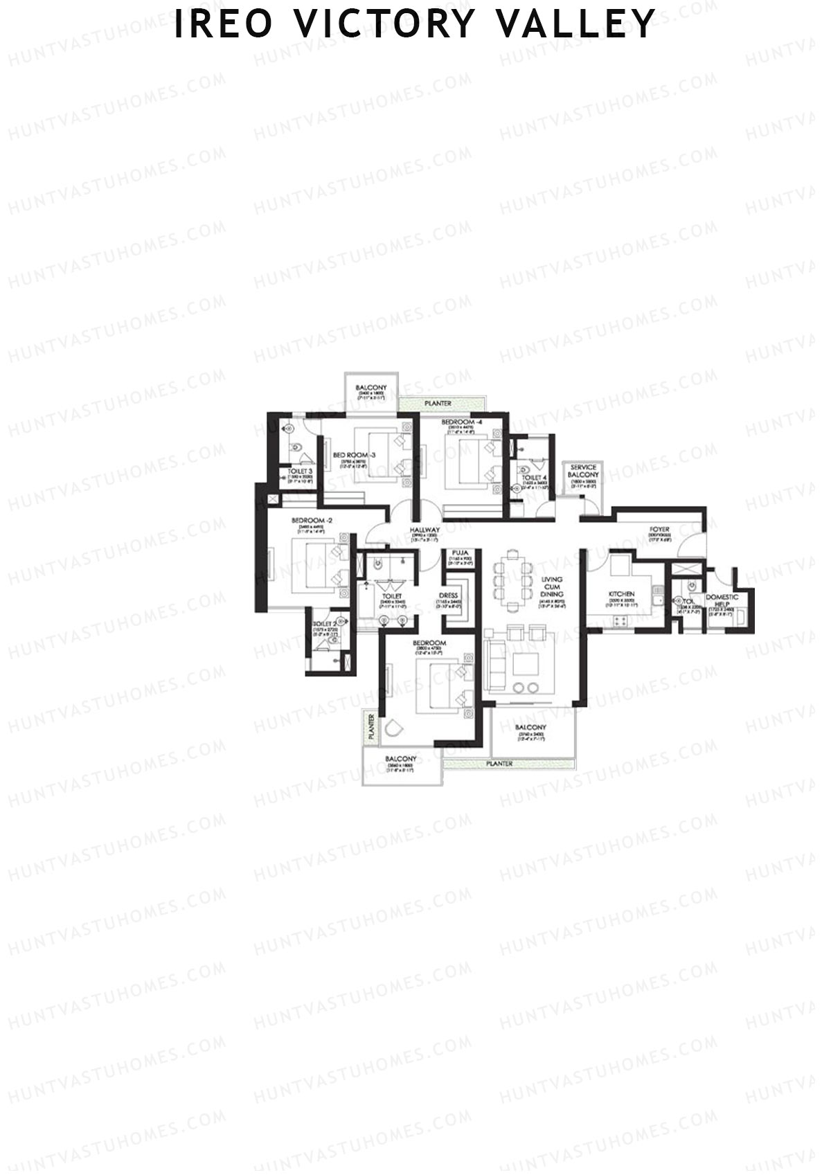 Ireo Victory Valley Tower B Unit 1 (Type 1) Floor Plan