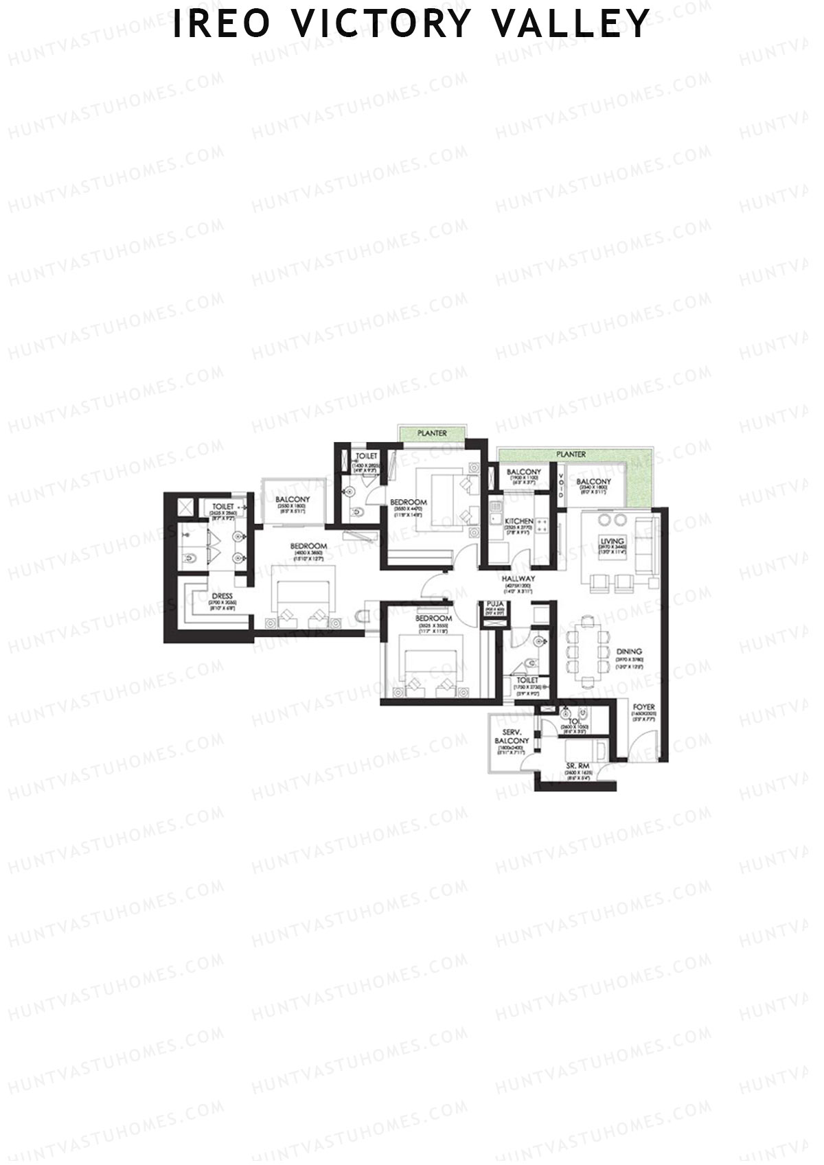 Ireo Victory Valley Tower B Unit 2 (Type 1) Floor Plan