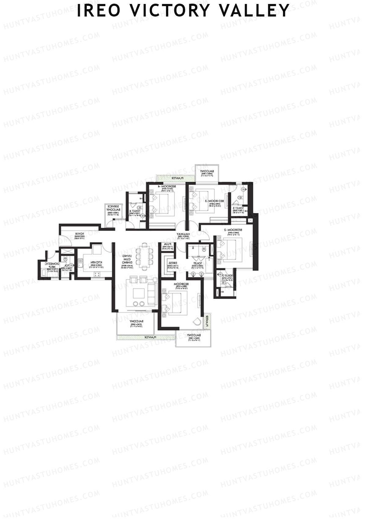 Ireo Victory Valley Tower B Unit 4 (Type 1) Floor Plan