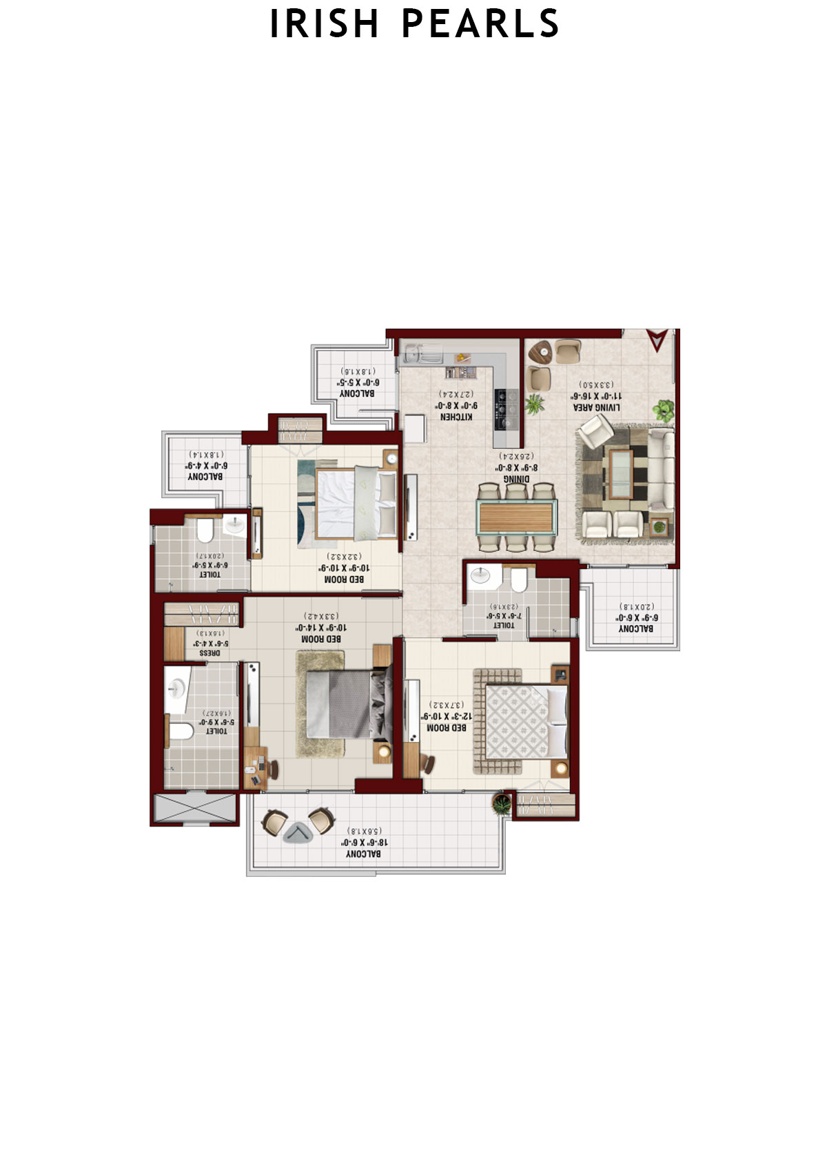 Irish Pearls Tower B Unit 1 Floor Plan