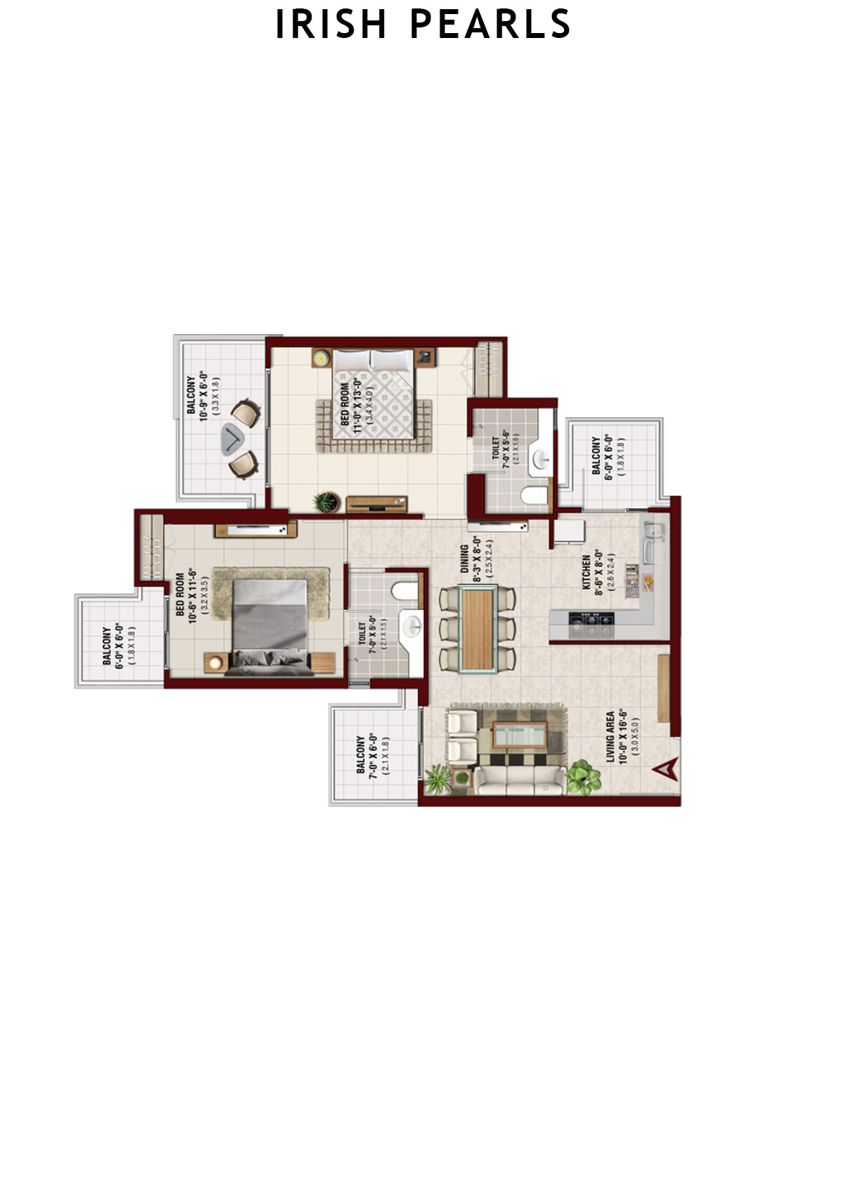 Irish Pearls Tower B Unit 2 Floor Plan