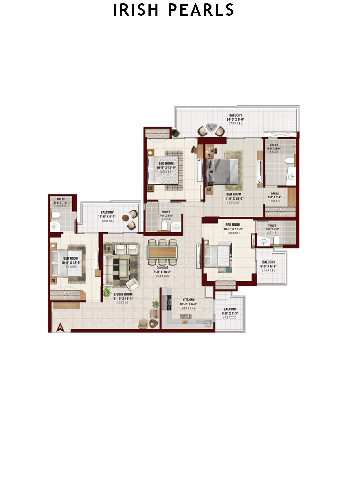Irish Pearls Tower B Unit 4 Floor Plan
