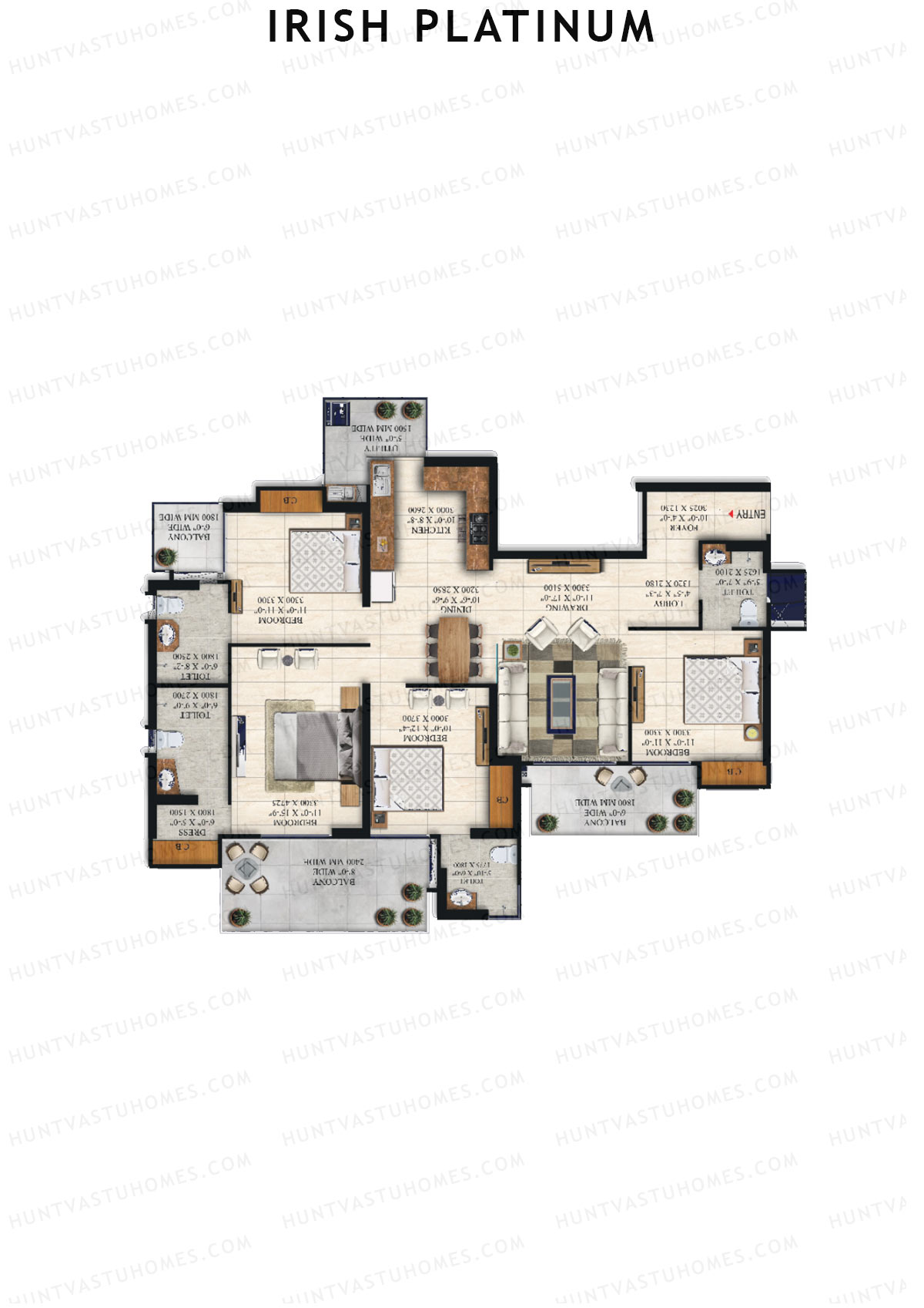 Irish Platinum Tower A Unit 1 (Type 4) Floor Plan