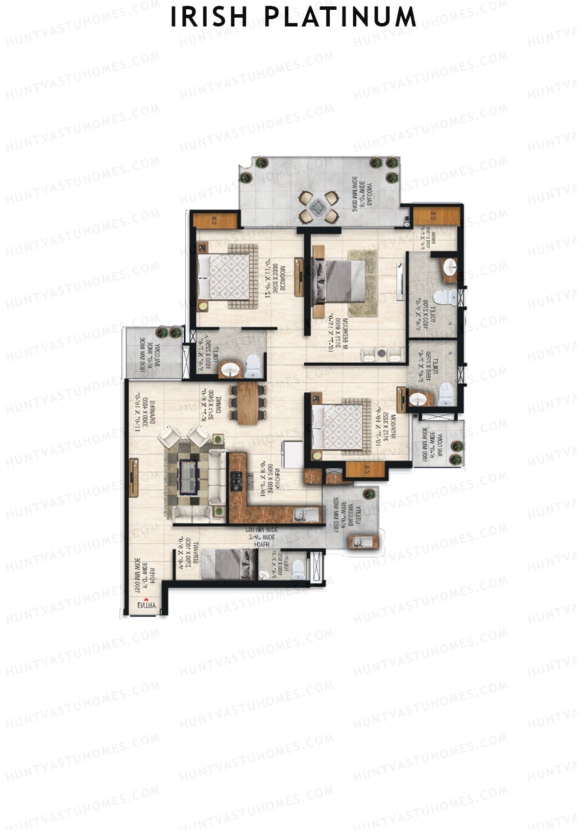 Irish Platinum Tower B Unit 4 (Type 3) Floor Plan