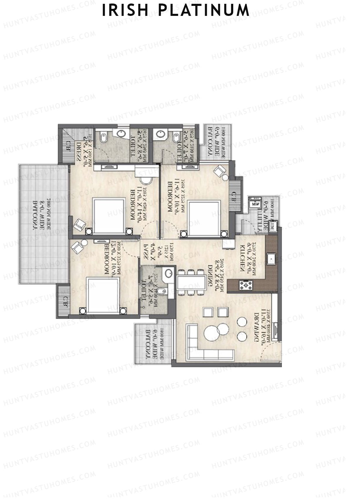 Irish Platinum Tower C Unit 2 (Type 2) Floor Plan