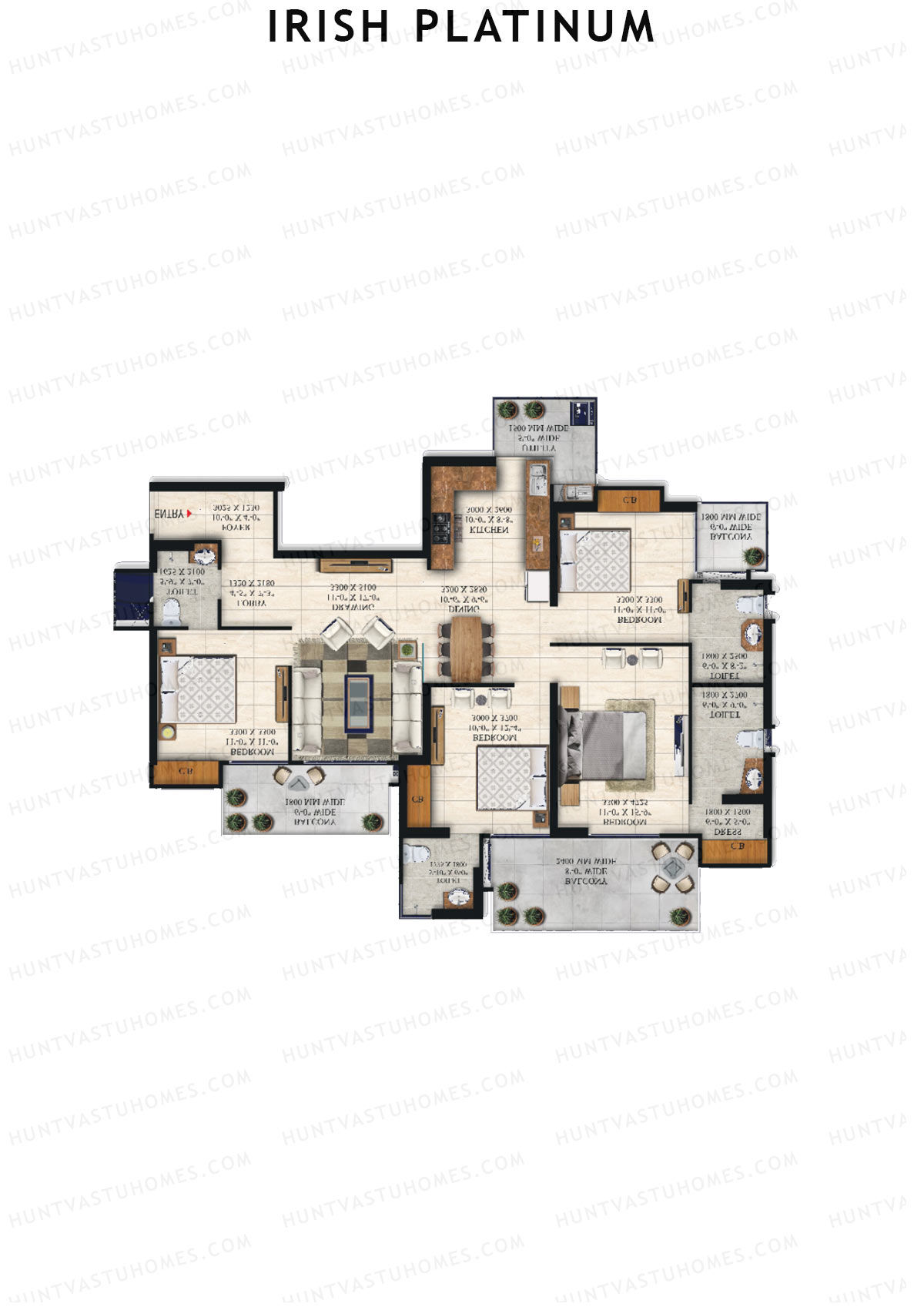 Irish Platinum Tower D Unit 1 (Type 4) Floor Plan