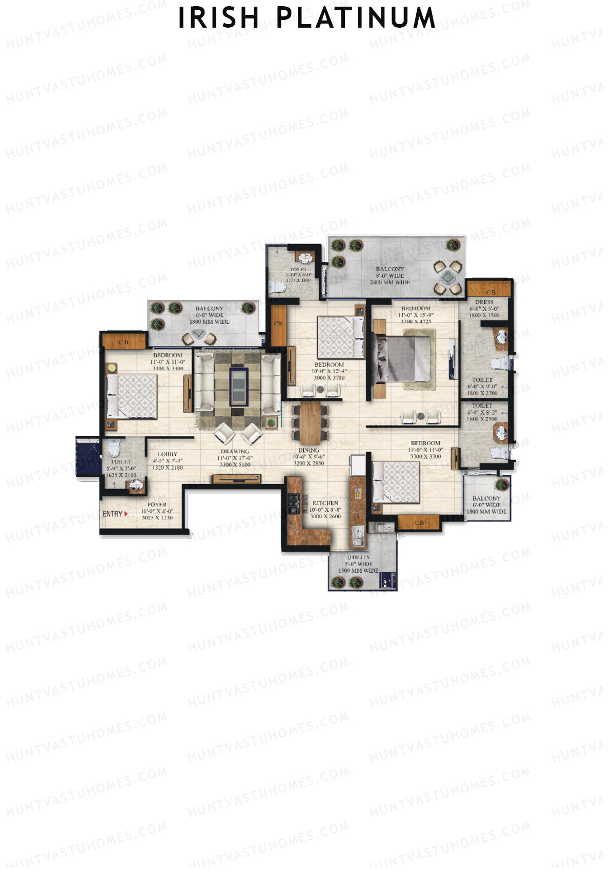 Irish Platinum Tower D Unit 2 (Type 4) Floor Plan