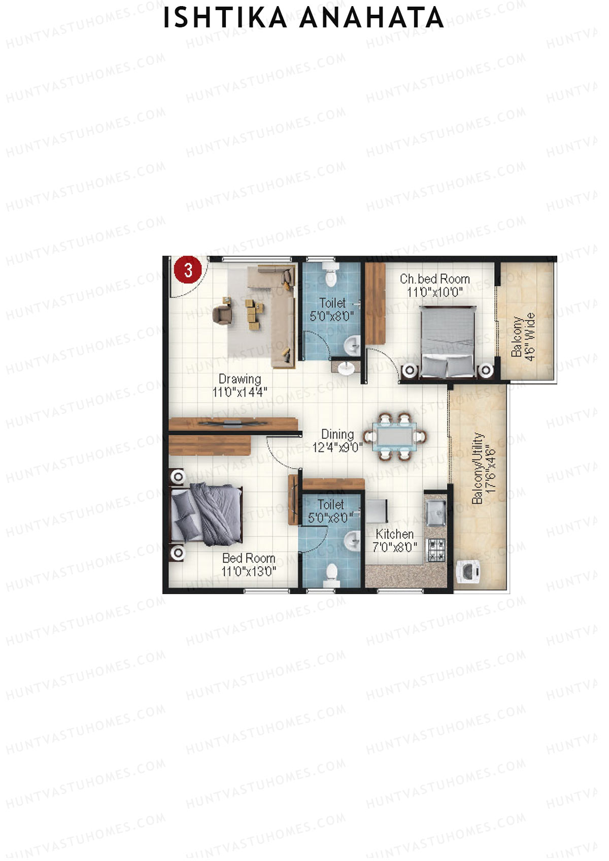 Ishtika Anahata Block E Unit 3  Floor Plan