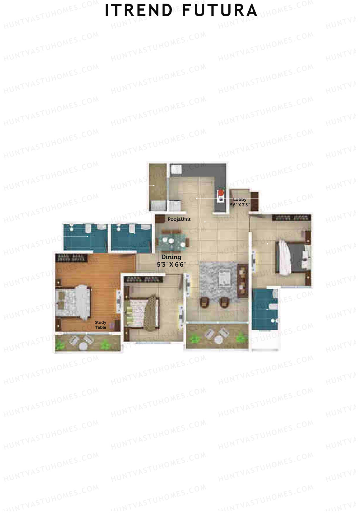 ITrend Futura Tower B Unit 3 Floor Plan