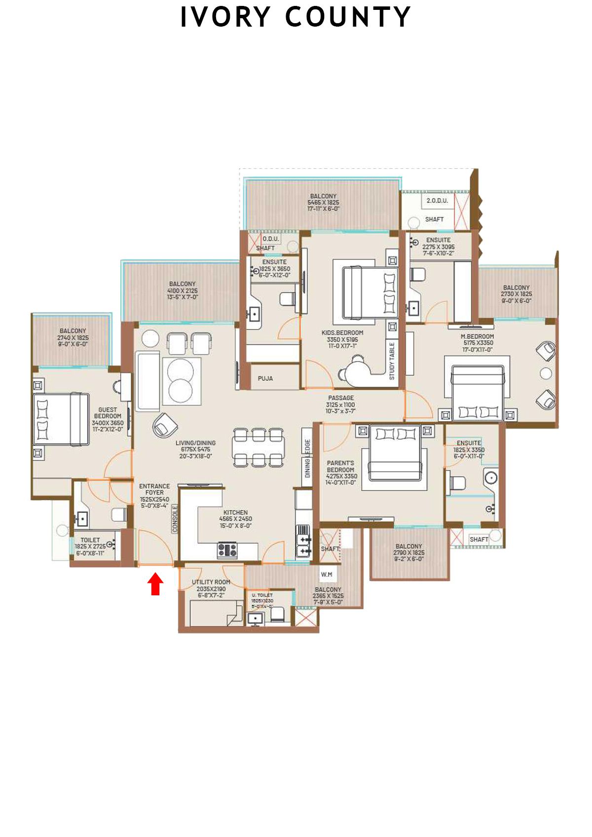 Ivory County Tower C1 Unit 2 Floor Plan