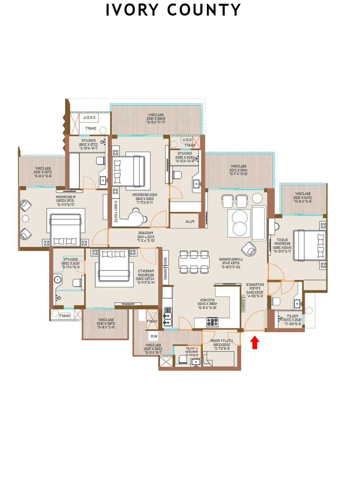 Ivory County Tower C5 Unit 3 Floor Plan